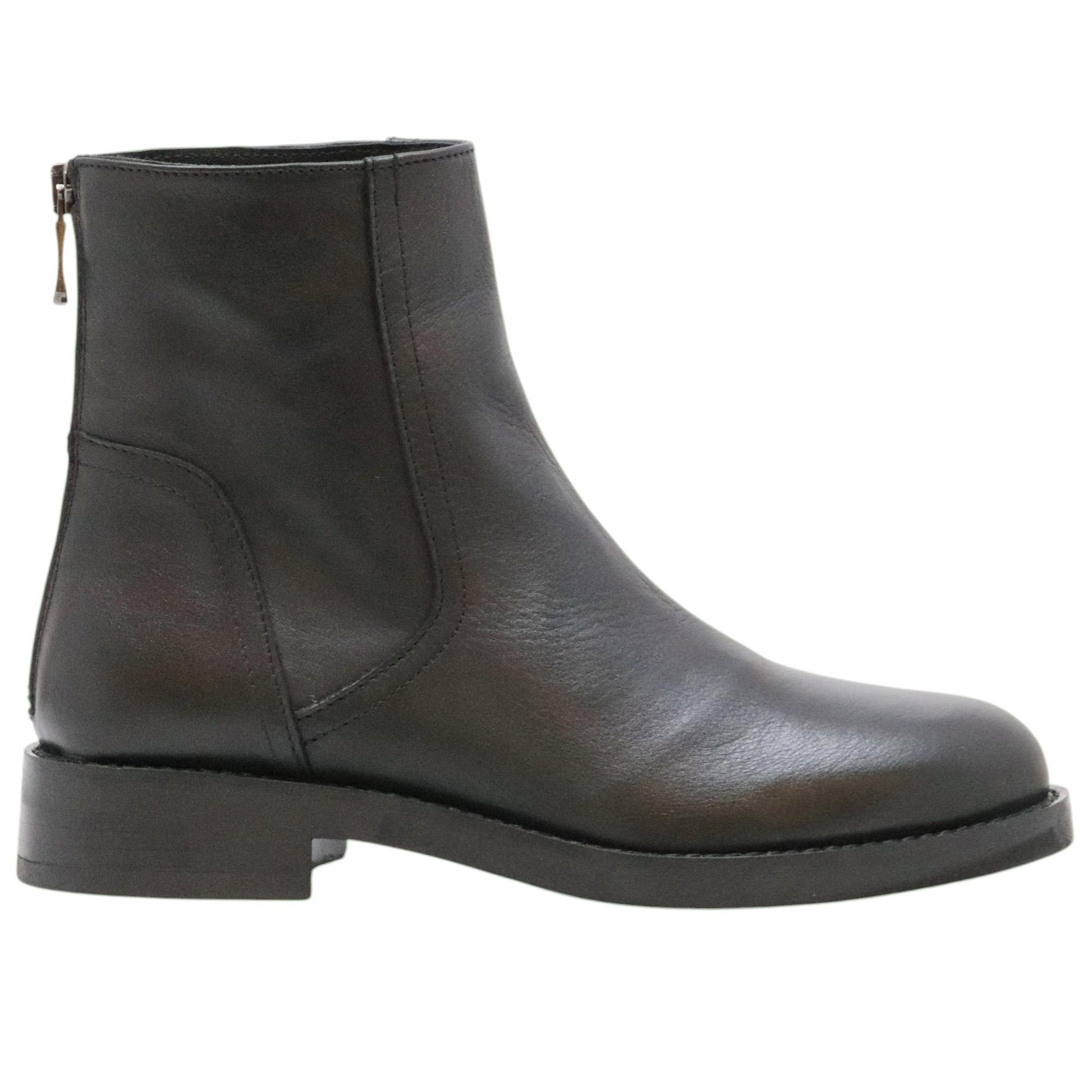 Curiositè 2629 stivaletto donna in pelle nera con zip posteriore 