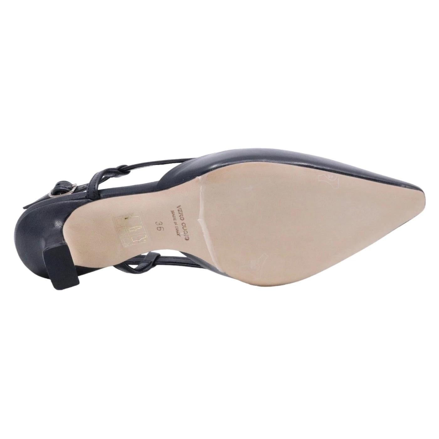 Slingback donna The Seller EN809 in pelle nappata color nero 