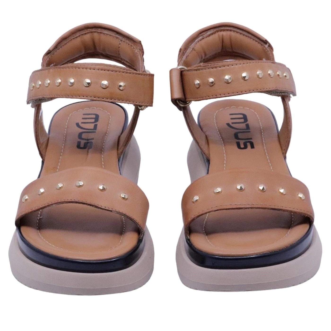 Sandalo zeppa Mjus L17004 in pelle cuoio 