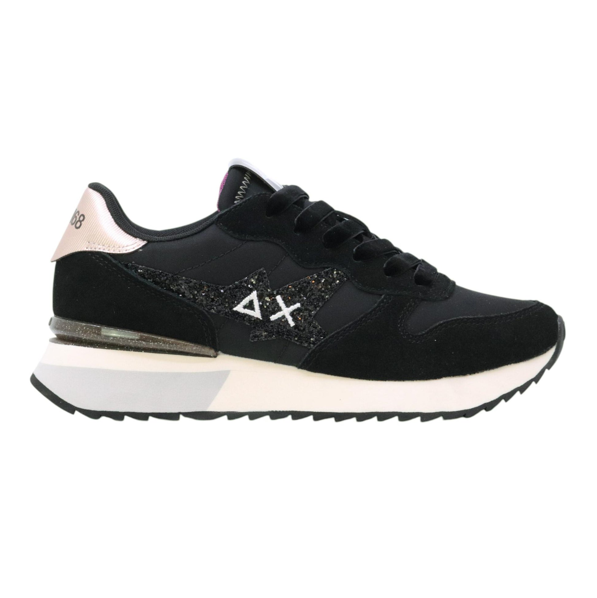 SUN68 Stargirl Glitter Z45217 sneaker donna in nylon e suede nero 
