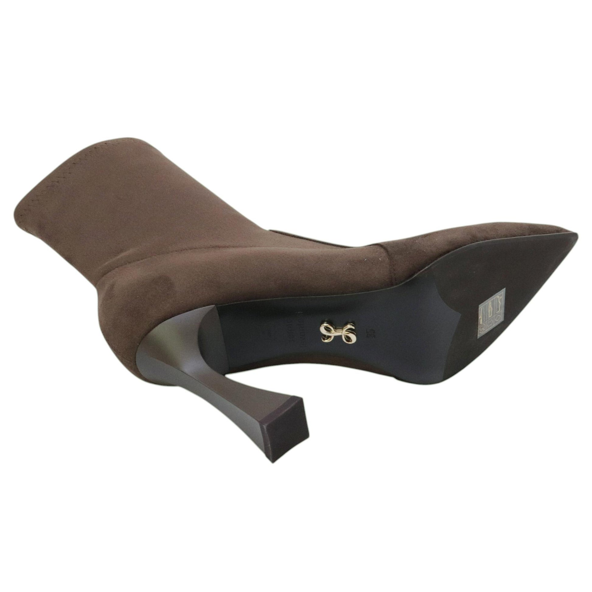 Sergio Levantesi Melita56 tronchetto donna in camoscio marrone e ecopelle 