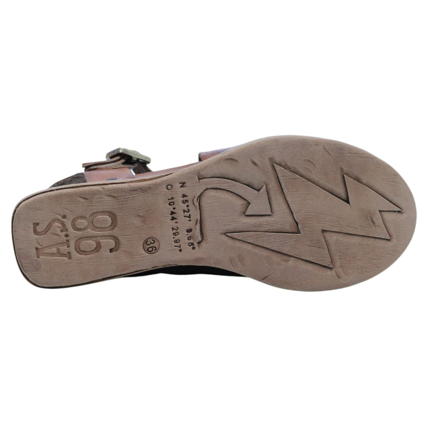 AS98 A15043 Calvados sandalo donna in pelle cuoio con zeppa casual artigianale 