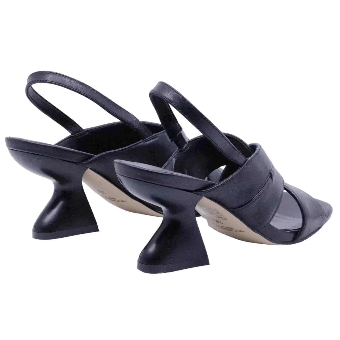 Sandalo con tacco Tosca Blu Ilaria in pelle nera 