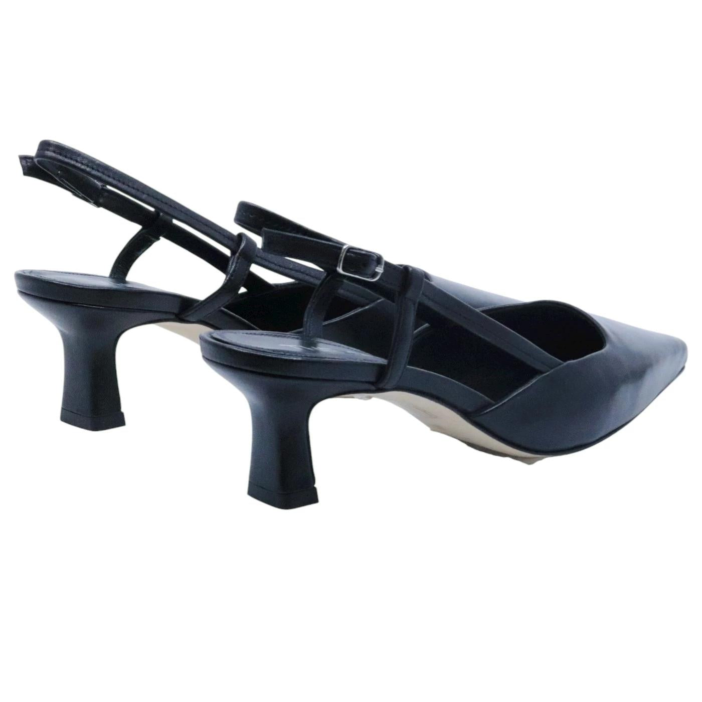 Slingback donna The Seller EN809 in pelle nera 