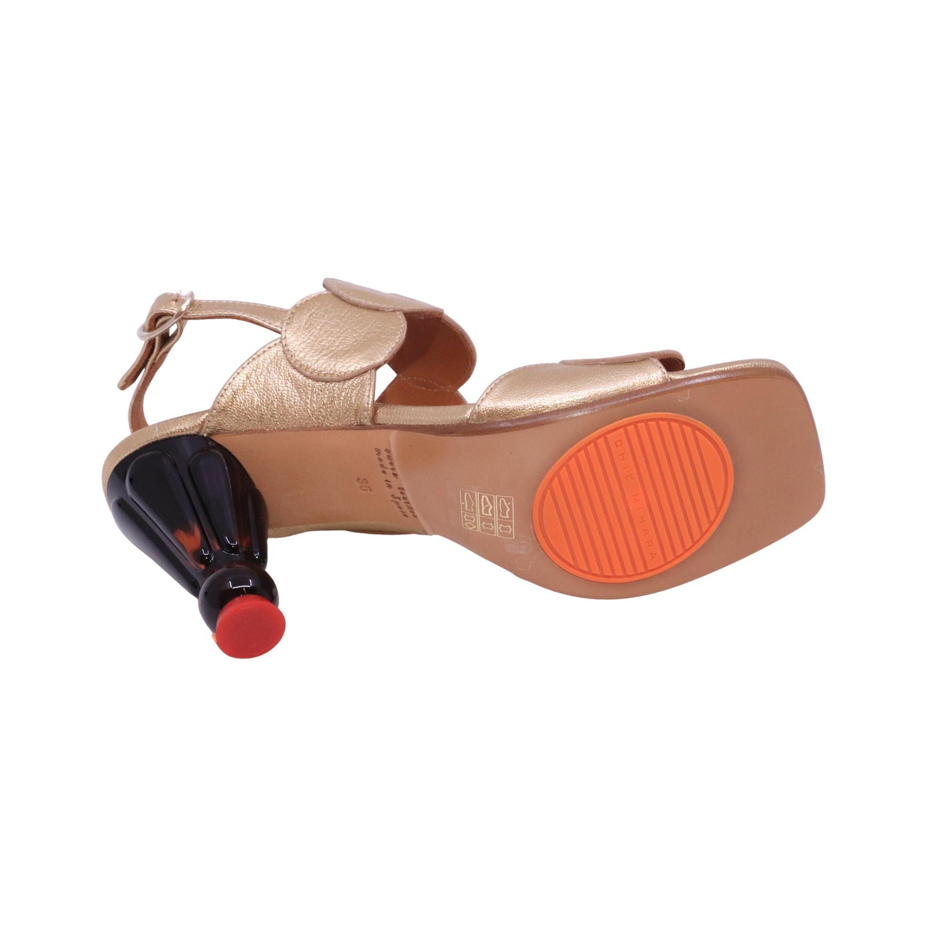 Chie Mihara Urana sandalo donna in pelle color champagne con tacco scultoreo 