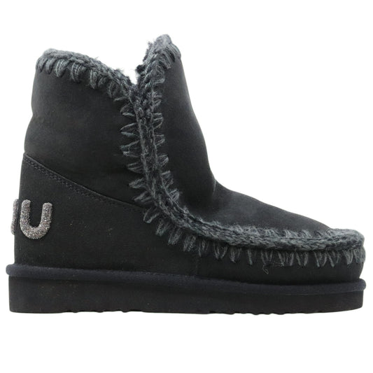 Mou Eskimo 18 glitter logo stivaletto donna in montone nero 