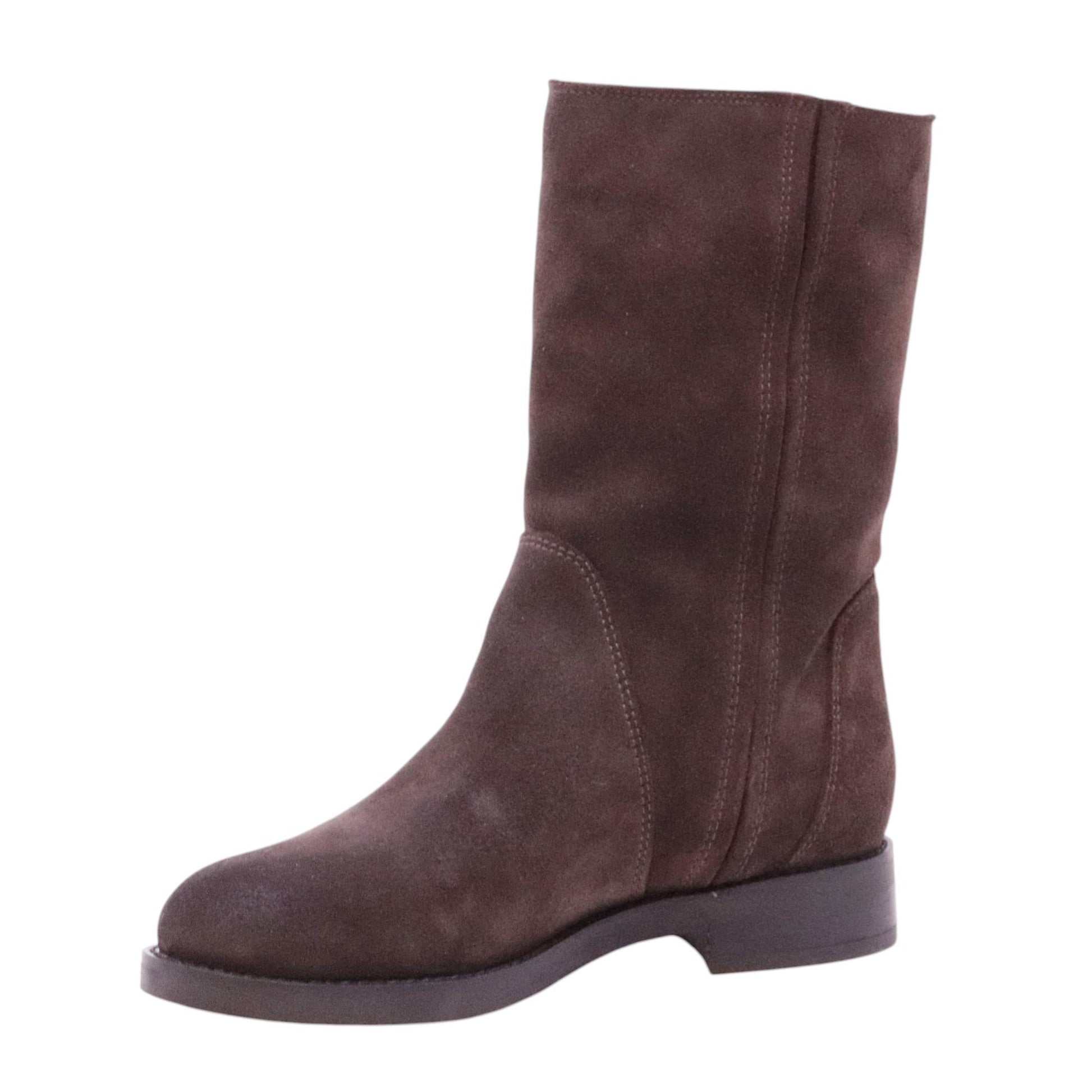 Curiositè 2842 stivale donna in camoscio marrone senza zip 