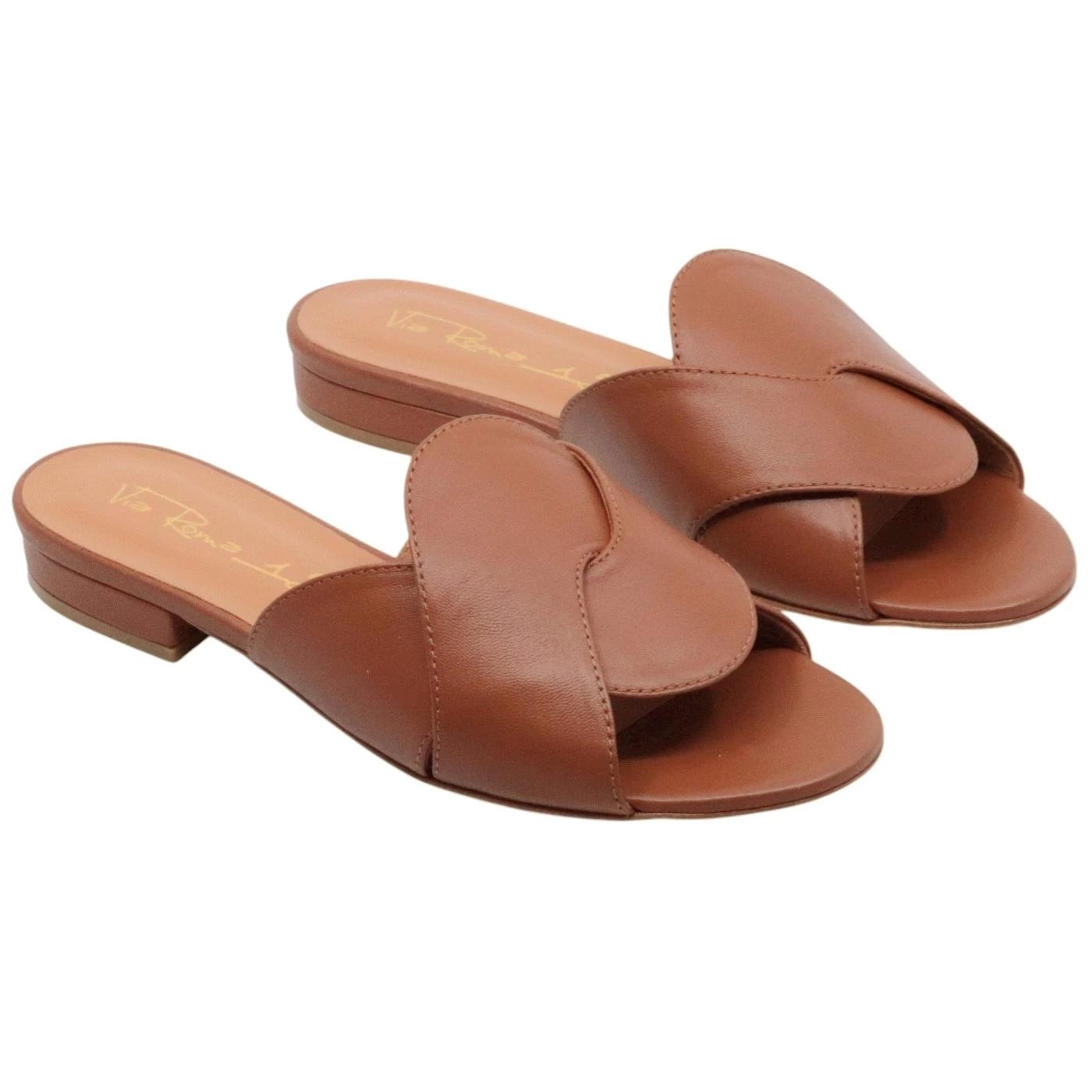 Sandalo donna Via Roma 15 4154 in pelle cuoio e suola in vero cuoio 