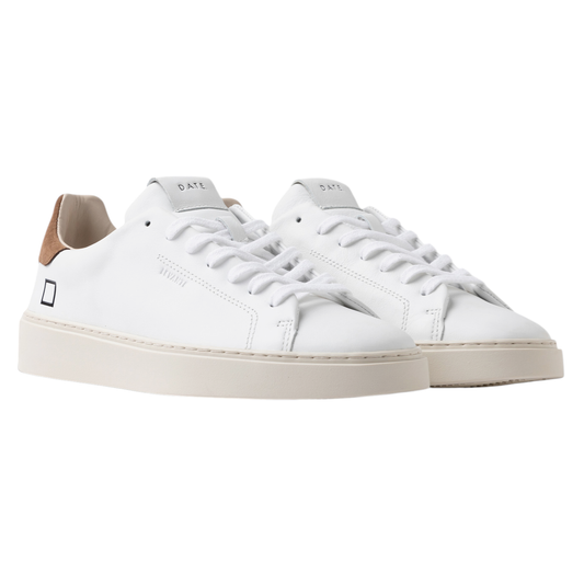 DATE Levante Calf White Brown LV CA WN sneaker uomo in pelle bianca con talloncino marrone 