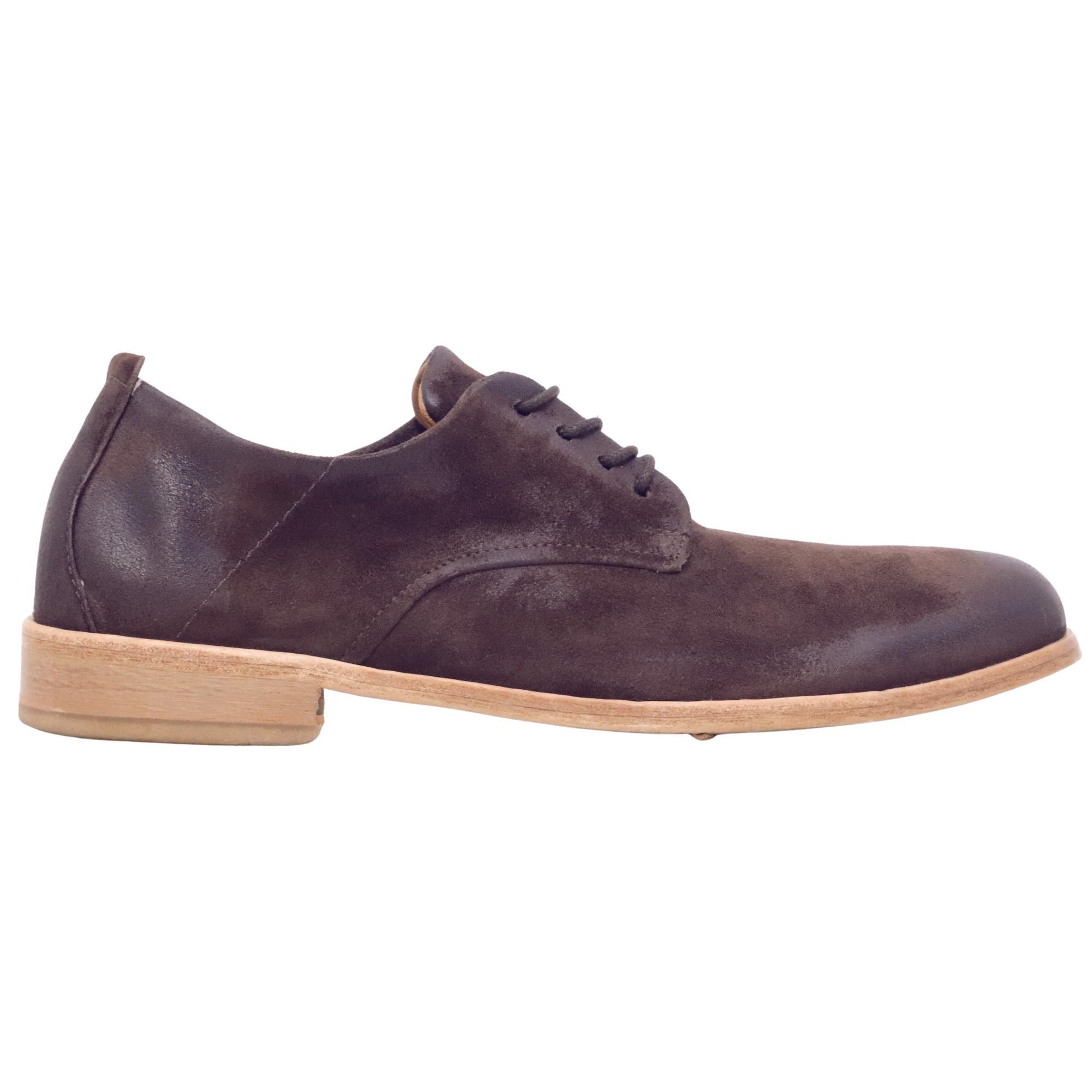 AS98 Cirillo Z59101 scarpa allacciata uomo in camoscio ebano con suola in cuoio 