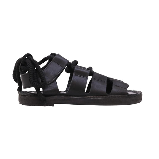 Duca D'Ascalona 106 sandalo donna in pelle nera stile schiava con suola in gomma 