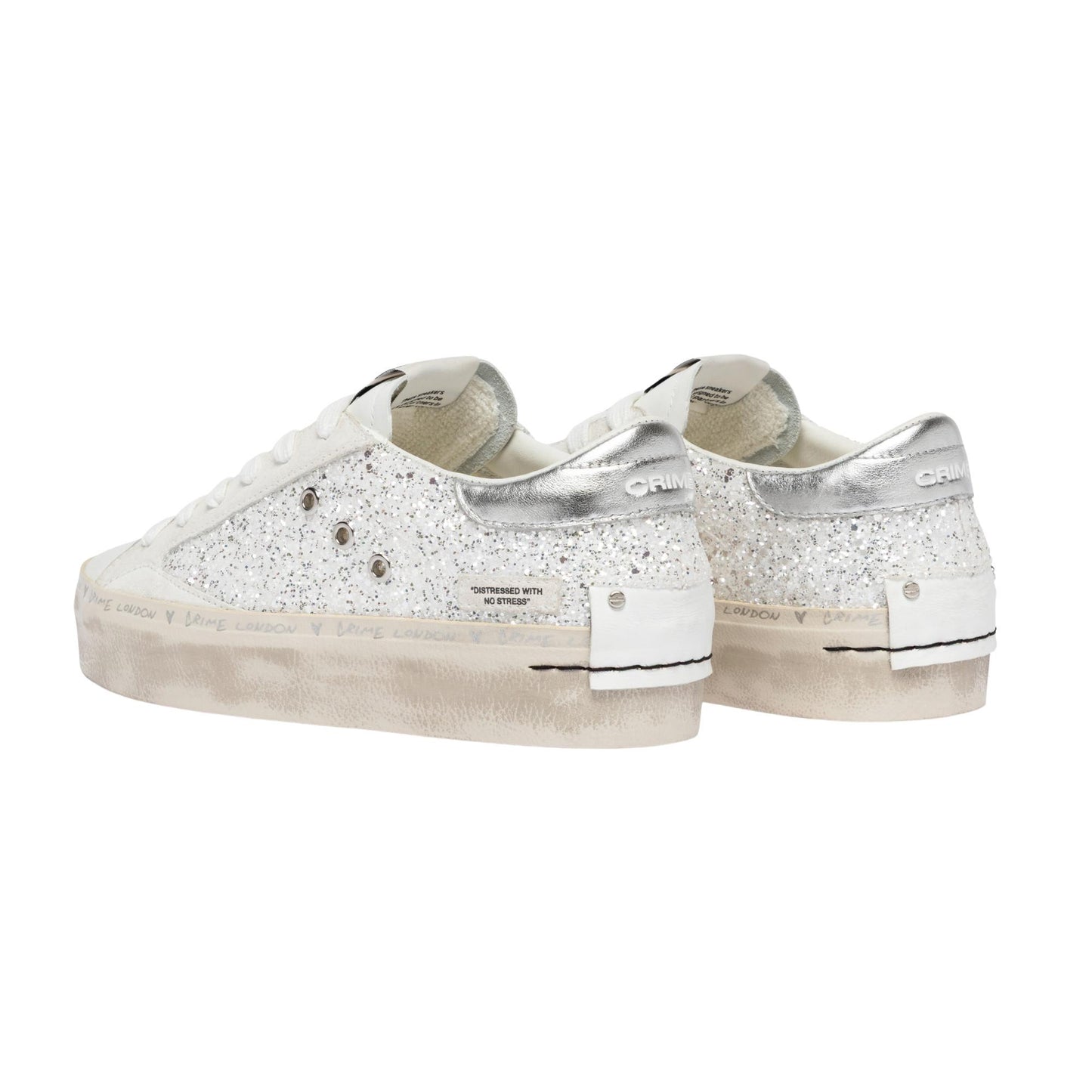Crime London Distressed Platform Silver Dust 29052 sneaker donna 