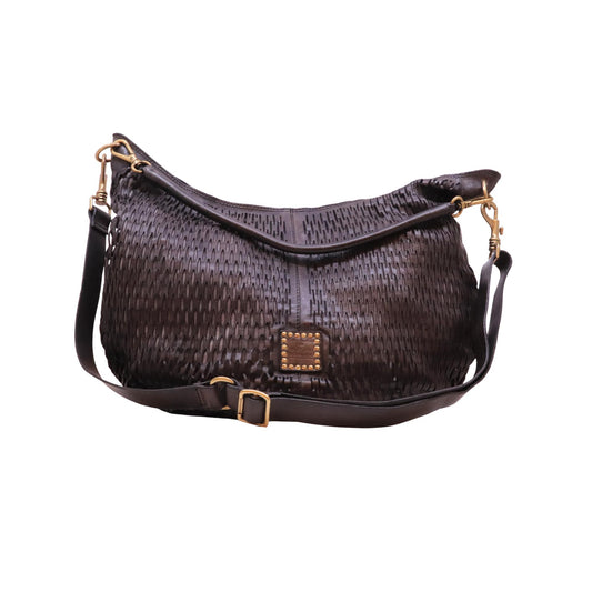 Campomaggi Anastasia L C044200 monospalla donna in pelle vacchetta laserata grigio Made in Italy 