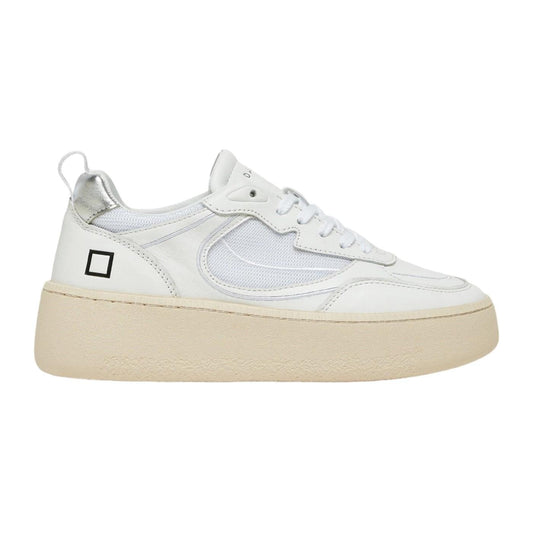 DATE Step Floor Dragon White Silver SE-DR-WS sneaker donna in morbida pelle bianca 