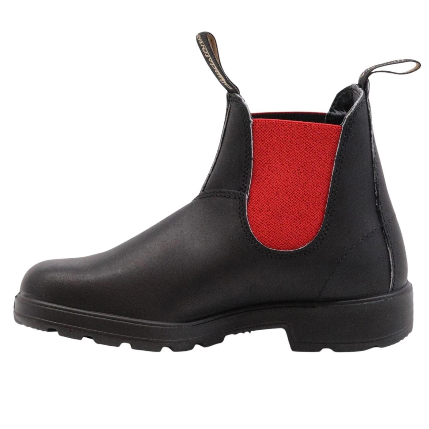 Blundstone 508 chelsea Boot in pelle nera con elastici laterali in rossi 