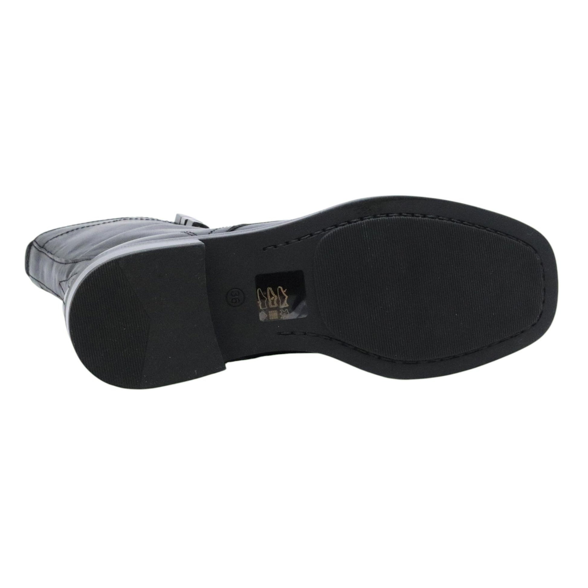 Mjus L93202 anfibio donna in pelle nera con punta quadrata 