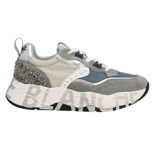 Voile Blanche CLUB105 sneaker donna in suede e tessuto grigio e argento 