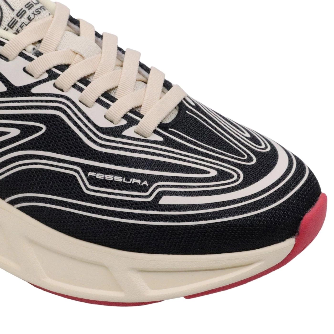 Sneaker donna Fessura Runflex #02 in tessuto tecnico nero 