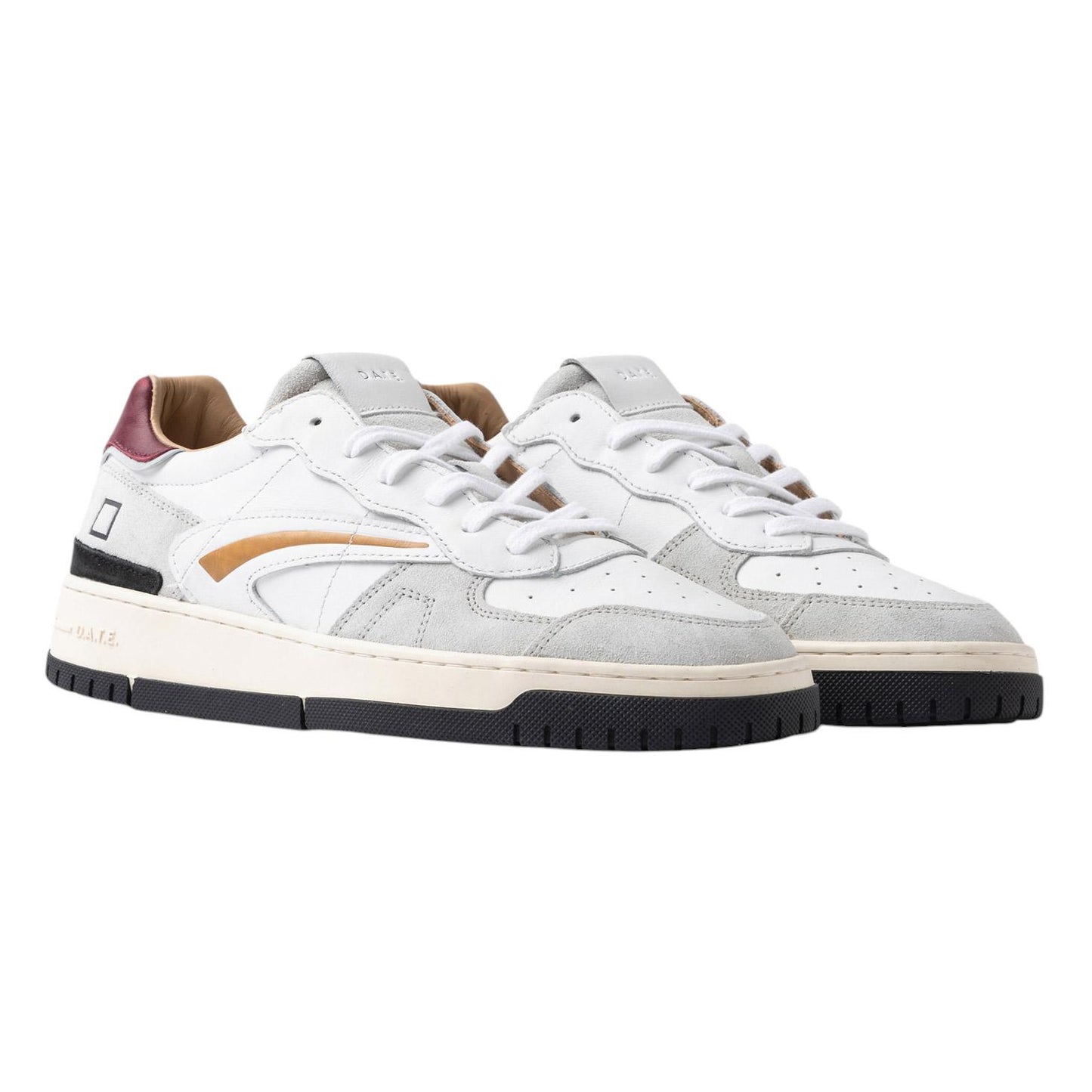 D.A.T.E. Torneo Pure Vintage Calf sneaker uomo pelle bianco-bordeaux 