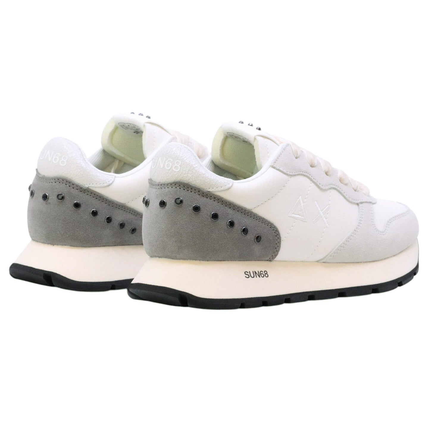 SUN68 Ally Studs Z45206 sneaker donna in similpelle e suede bianco 