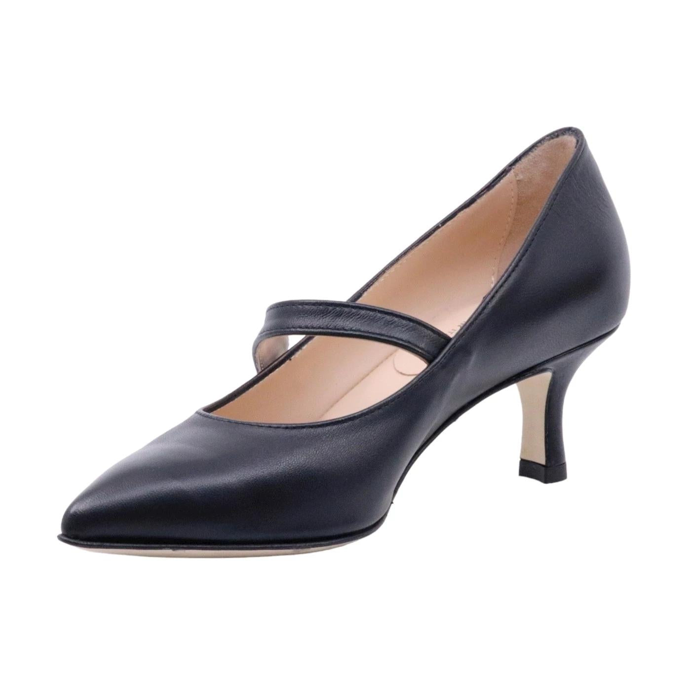 Décolleté donna Le Briella Z893 in elegante pelle di colore nero con cintino 