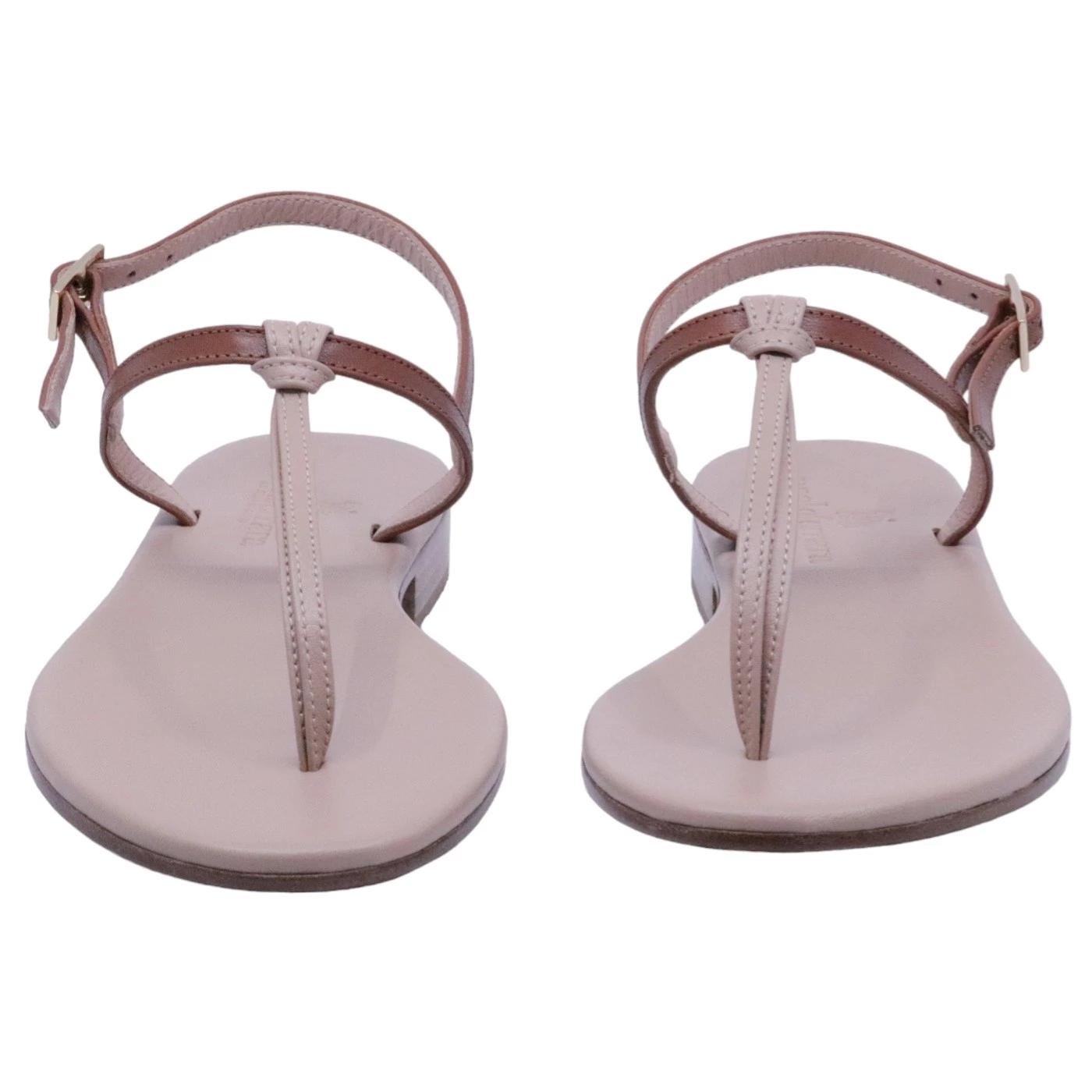 Paolo Ferrara CR1796C T15 Nappa Fondotinta sandalo infradito donna in pelle cuoio e nude 