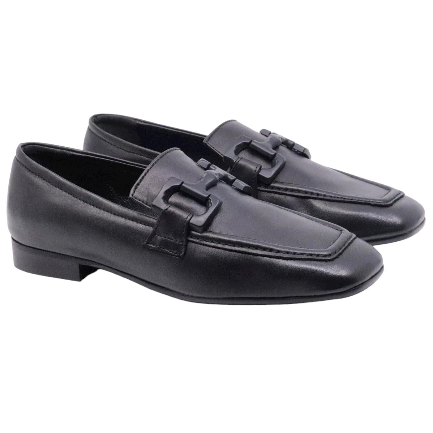 Mocassino donna Poesie Veneziane in pelle di colore nero 