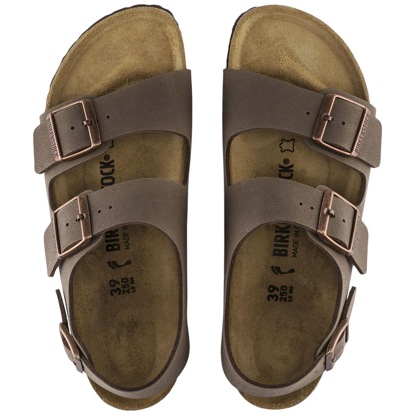 Birkenstock Milano sandalo tripla fibbia in marrone 