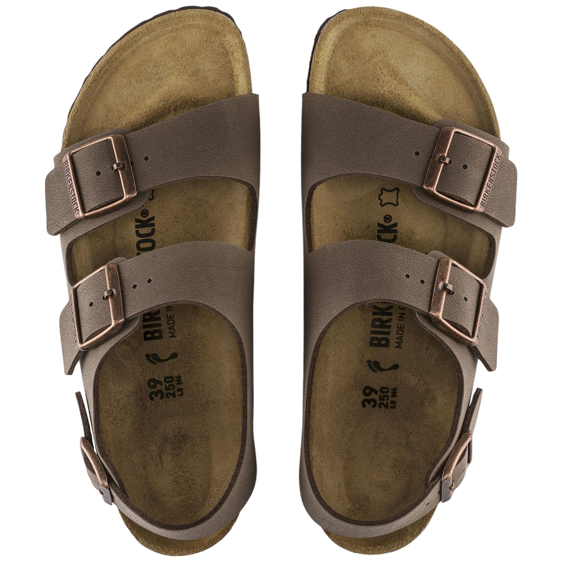 Birkenstock Milano sandalo tripla fibbia in marrone 