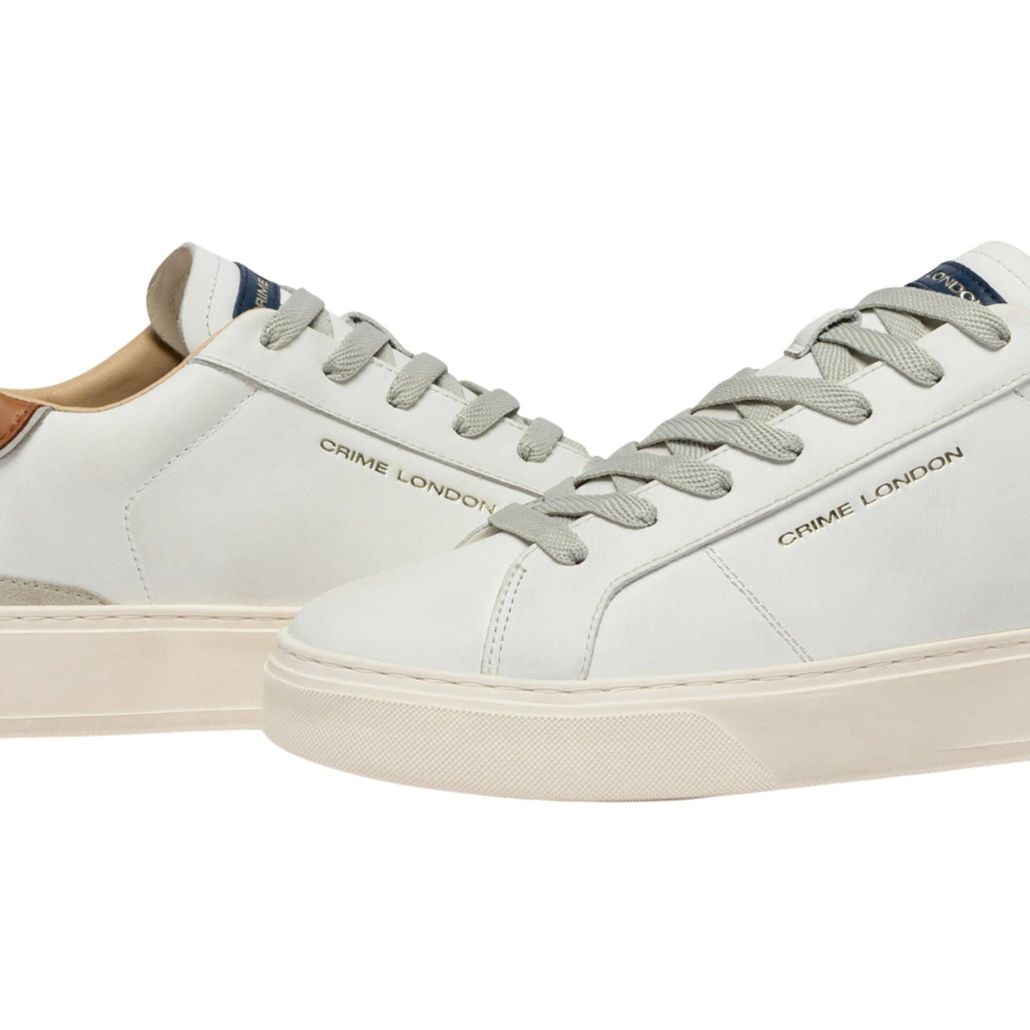 Crime London Blade Caramel Brûlée 19704 sneaker uomo in pelle bianca e camoscio 