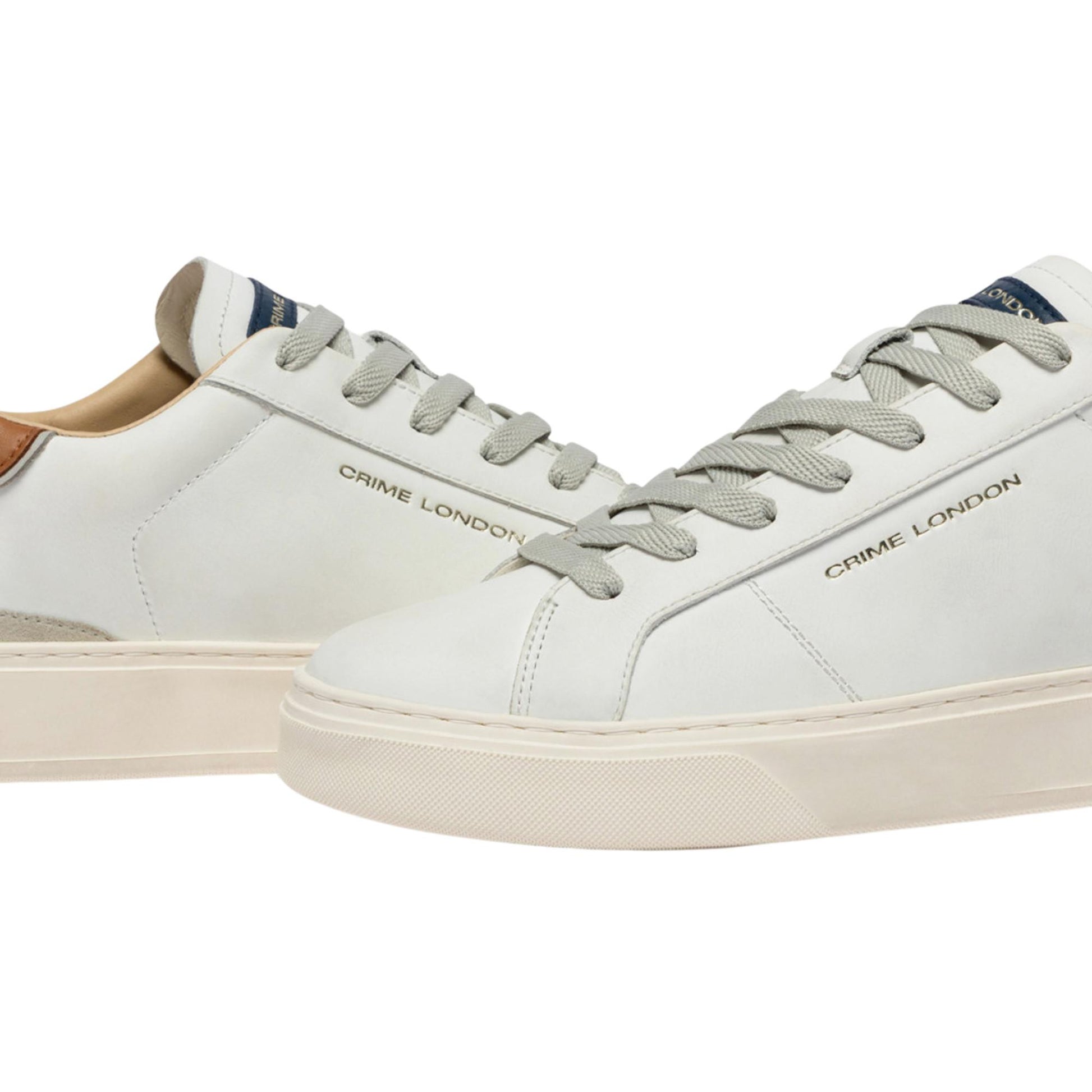 Crime London Blade Caramel Brûlée 19704 sneaker uomo in pelle bianca e camoscio 