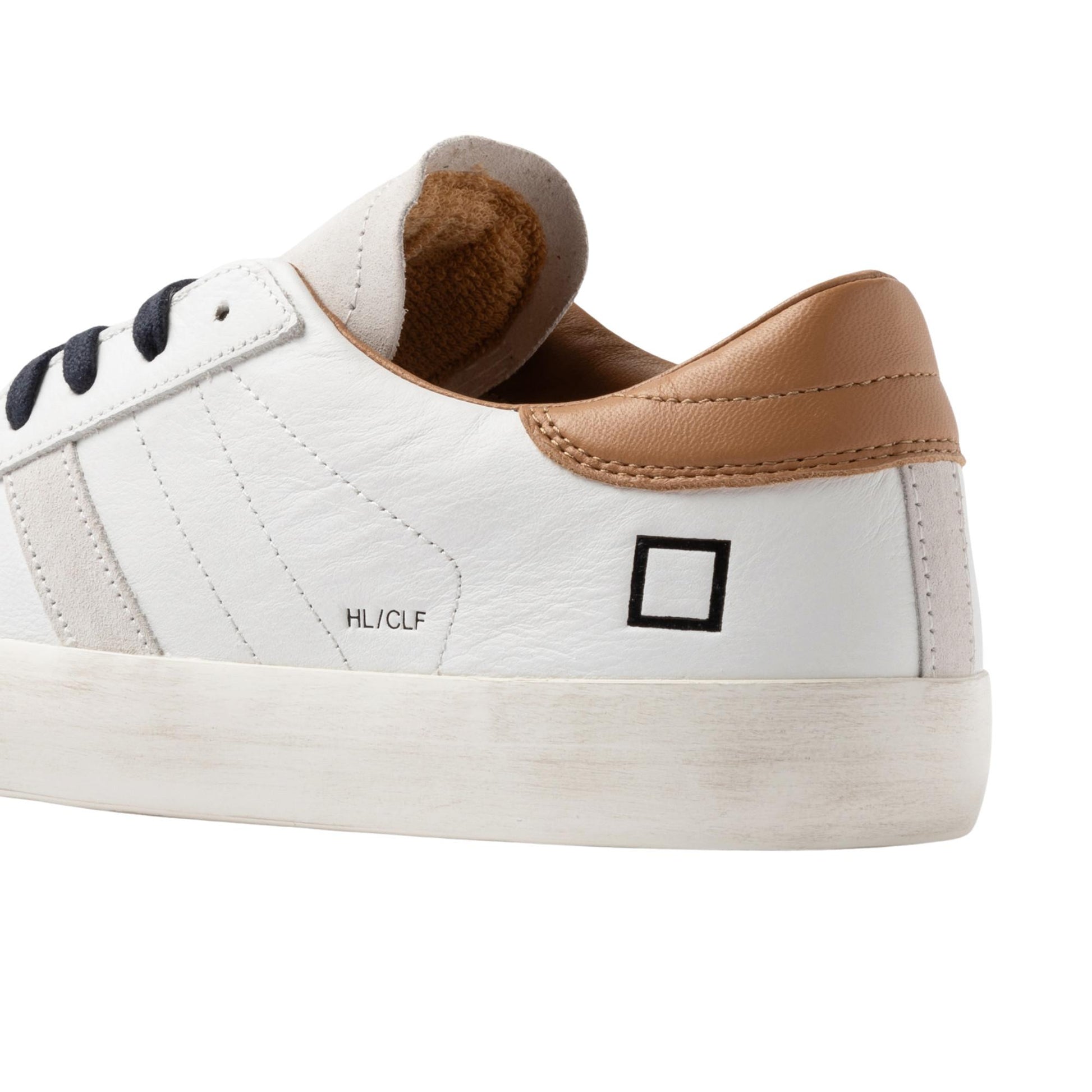 D.A.T.E. Hill Low Calf HL-CA-WI  sneaker uomo in pelle bianca e cuoio 