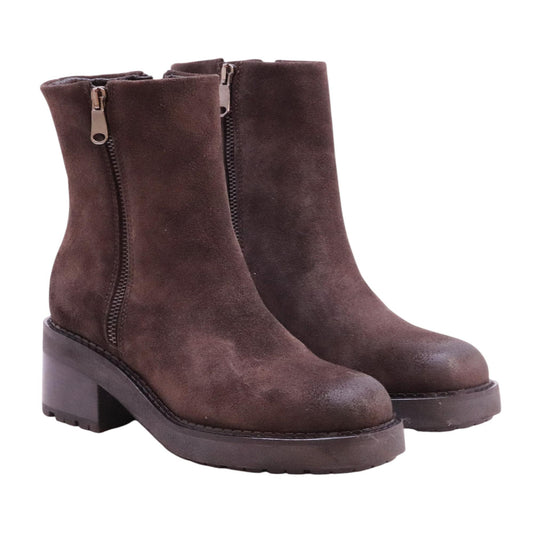 Curiositè 2831 stivaletto donna in camoscio marrone 