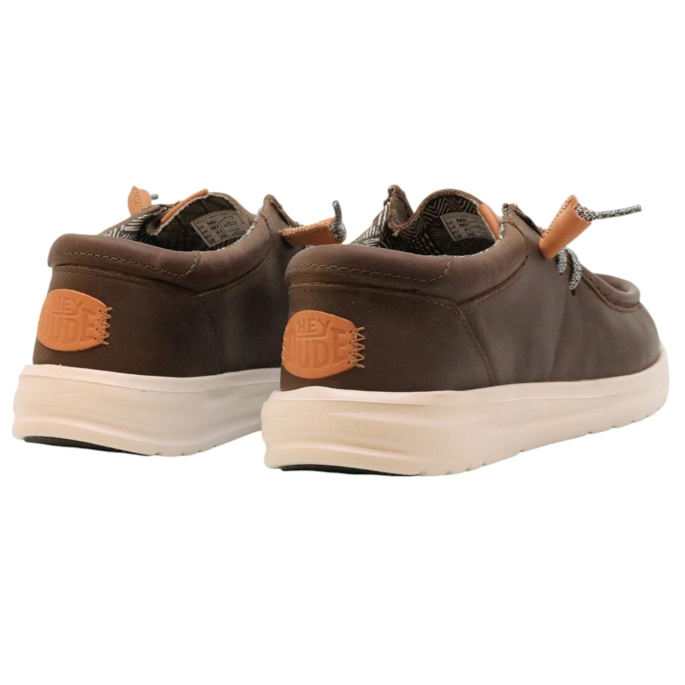 Hey Dude Wally Grip Craft sneaker uomo in pelle grigio e marrone 