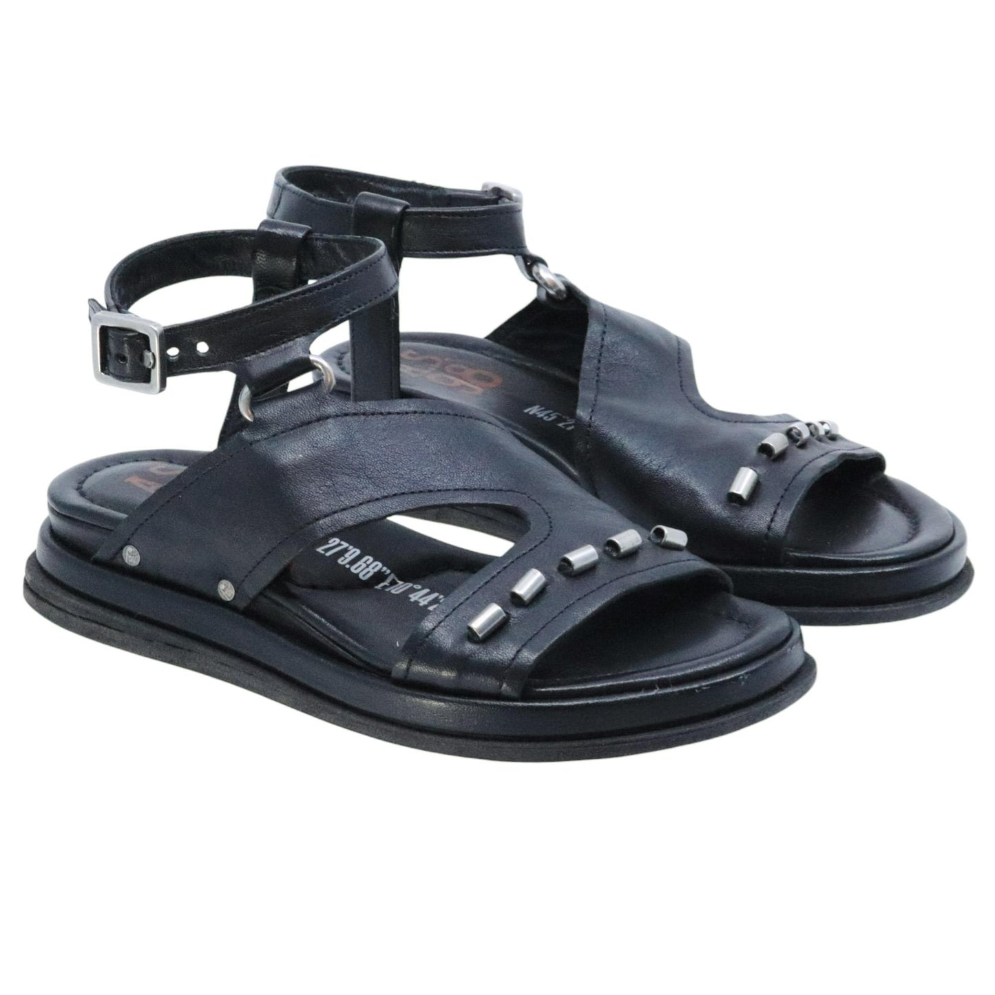 Sandalo donna AS98 B60016 in pelle nera<BR/> 