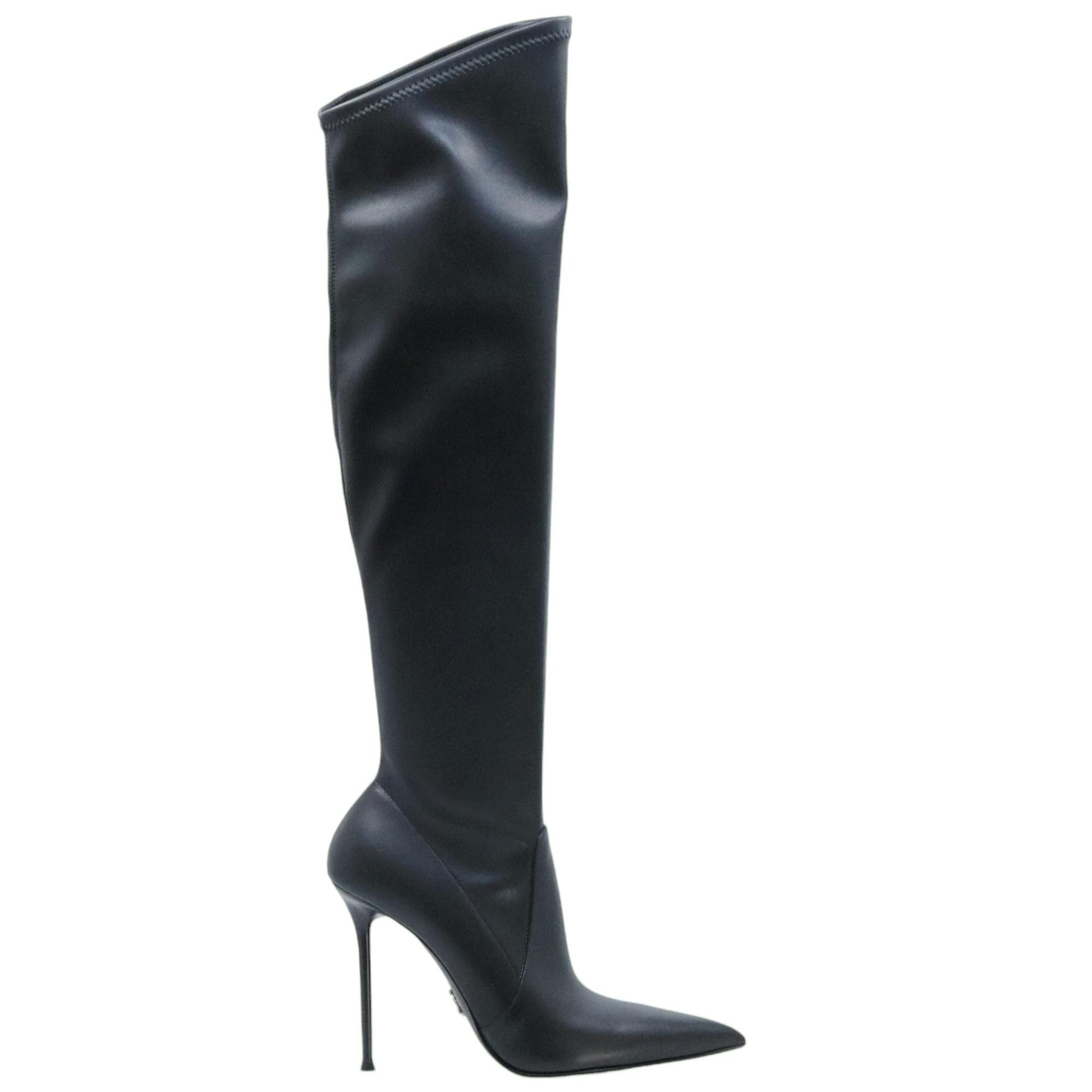Stivale alto sopra il ginocchio Sergio Levantesi Lupa in pelle e tessuto elastico 