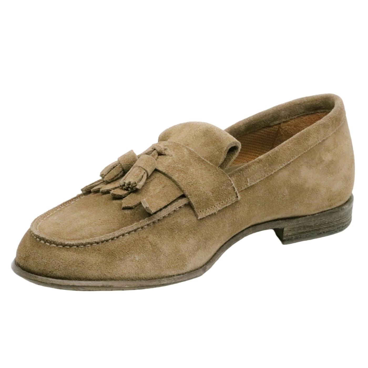 Mocassino uomo Crispiniano 02 in pelle scamosciata taupe 