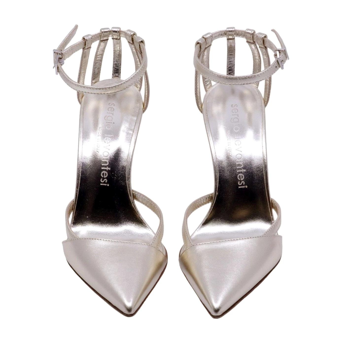 Slingback Sergio Levantesi Linda4 in pelle laminato platino 