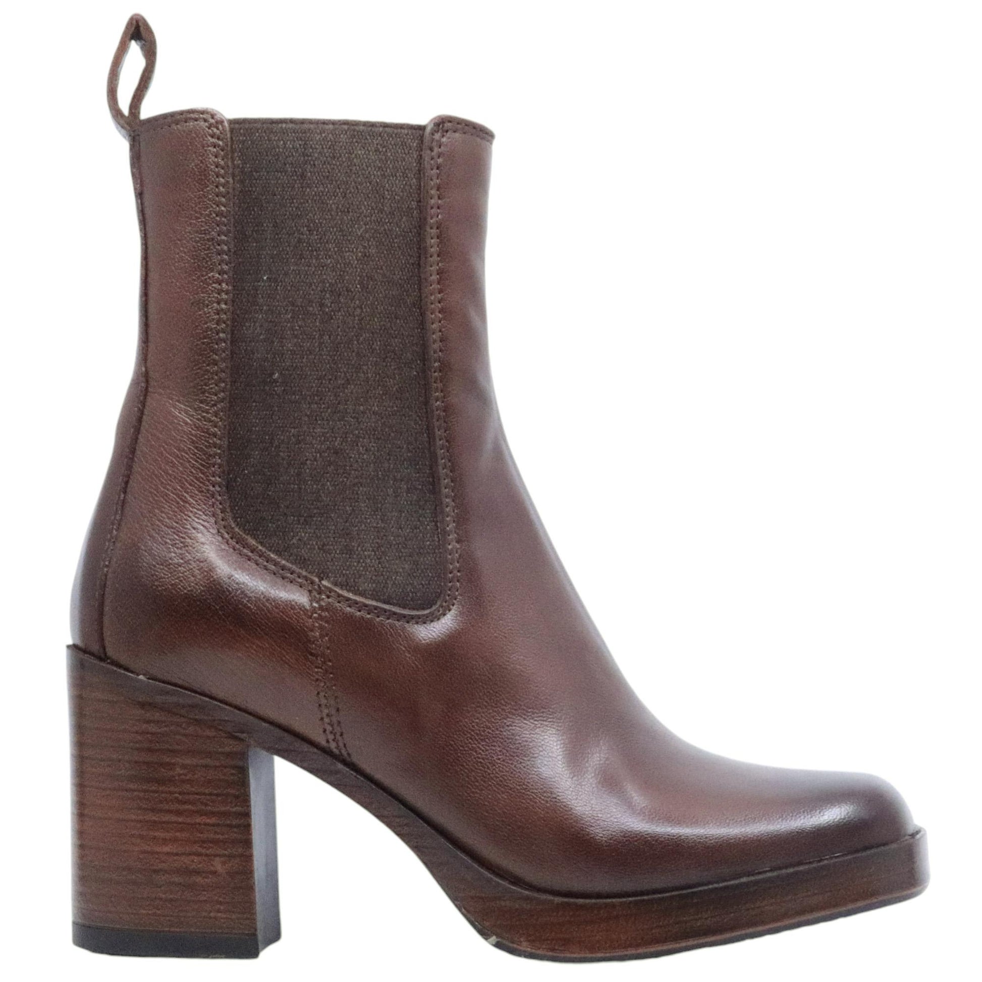 Chelsea con tacco Mjus P96225 da donna in pelle marrone 