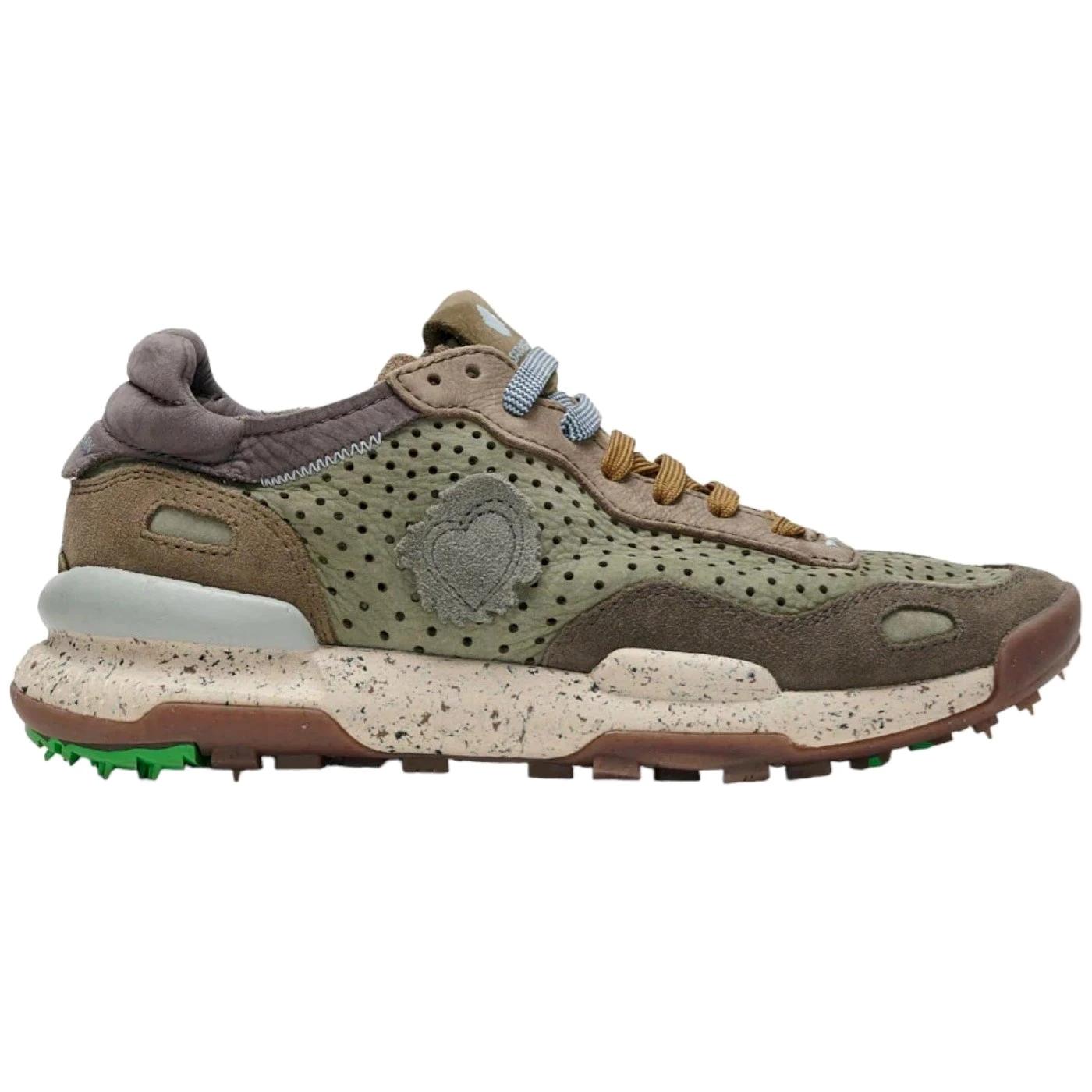 Satorisan Chacrona Laser Premium sneaker uomo in pelle traforata color verde 