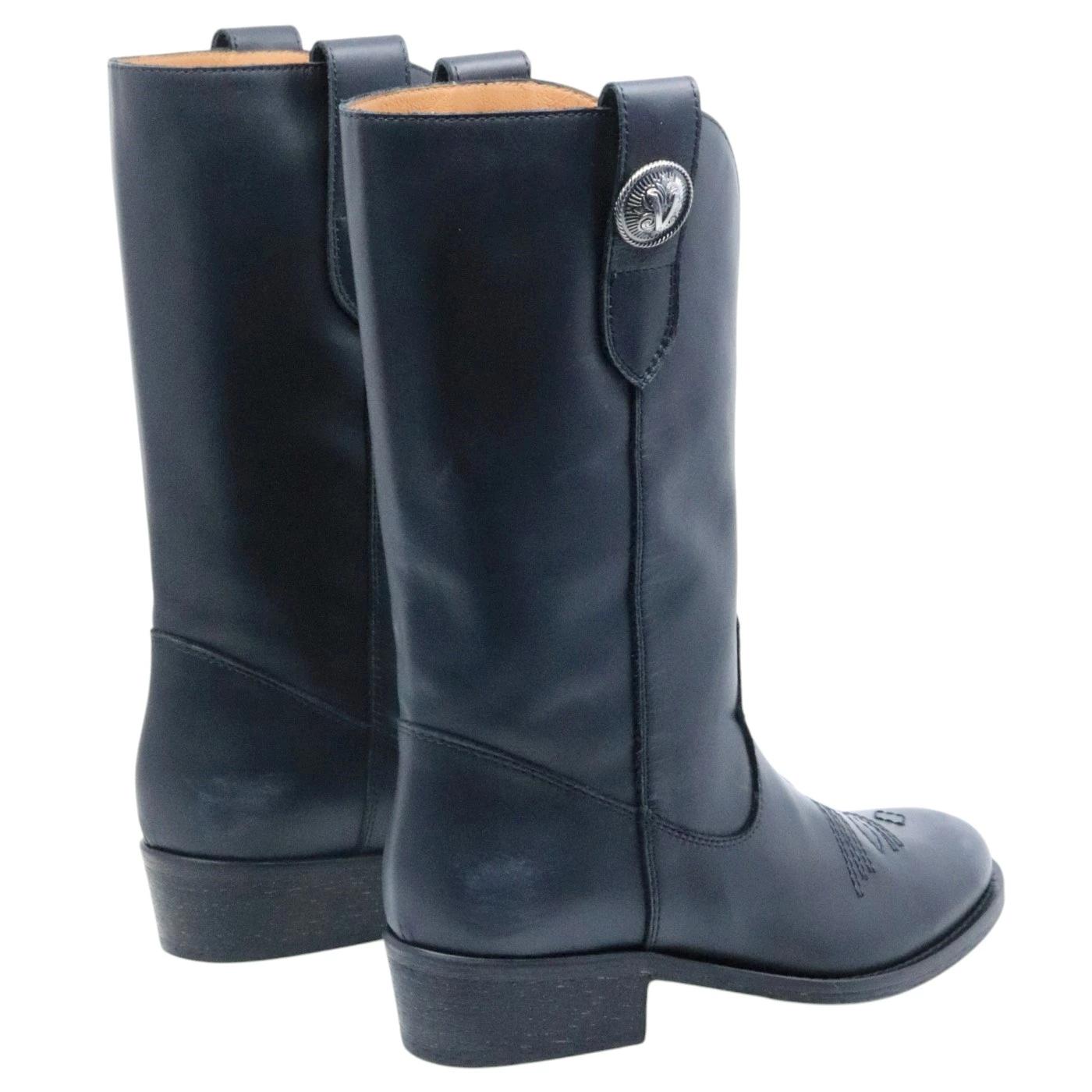 Stivaletto texano Via Roma 15 4378 in pelle nera dallo stile vintage 