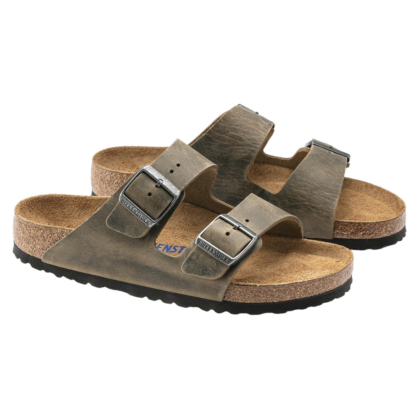 Birkenstock Arizona Olied sandalo doppia fibbia pelle khaki 