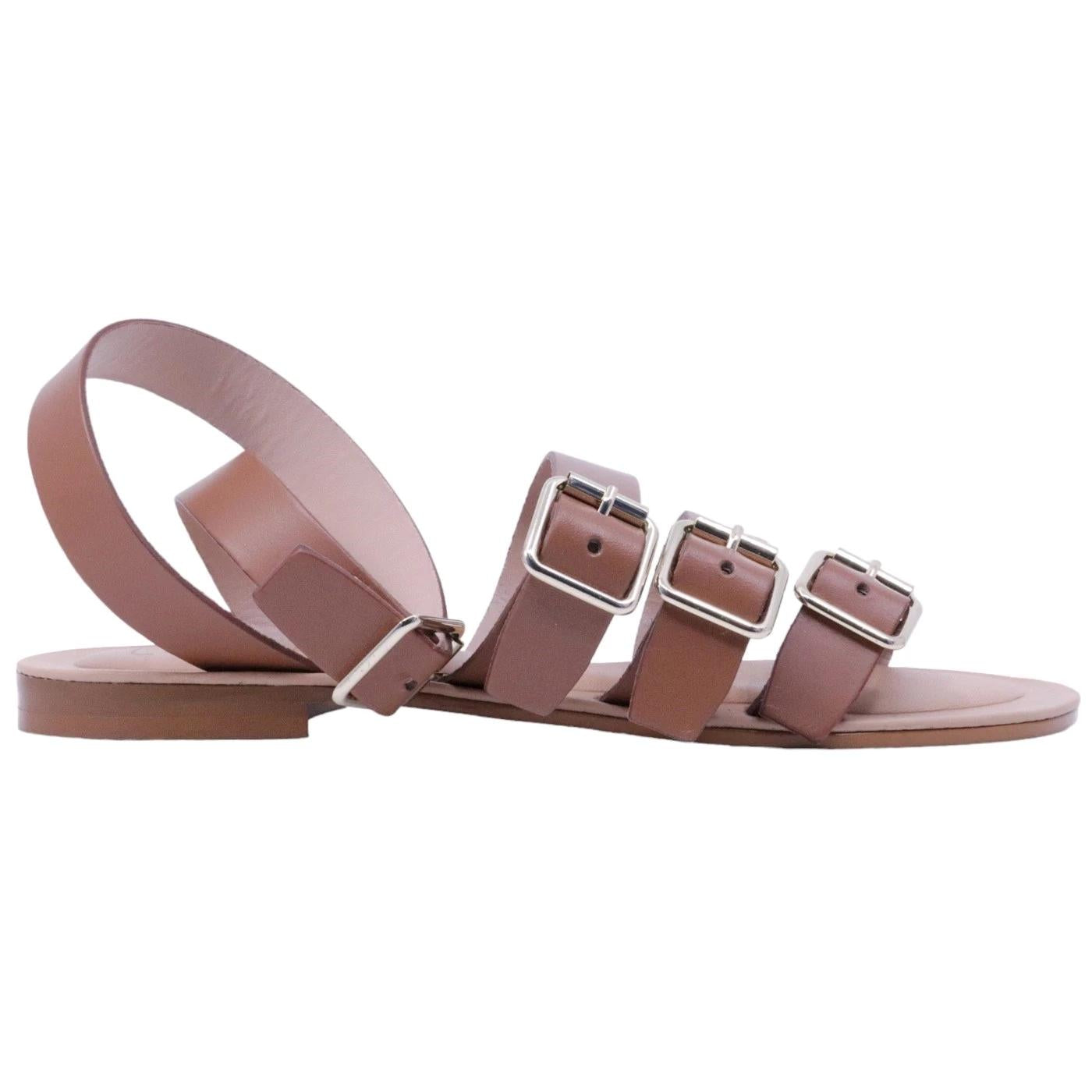 Sandalo donna Cecile 2845 in pelle cuoio con fibbie 