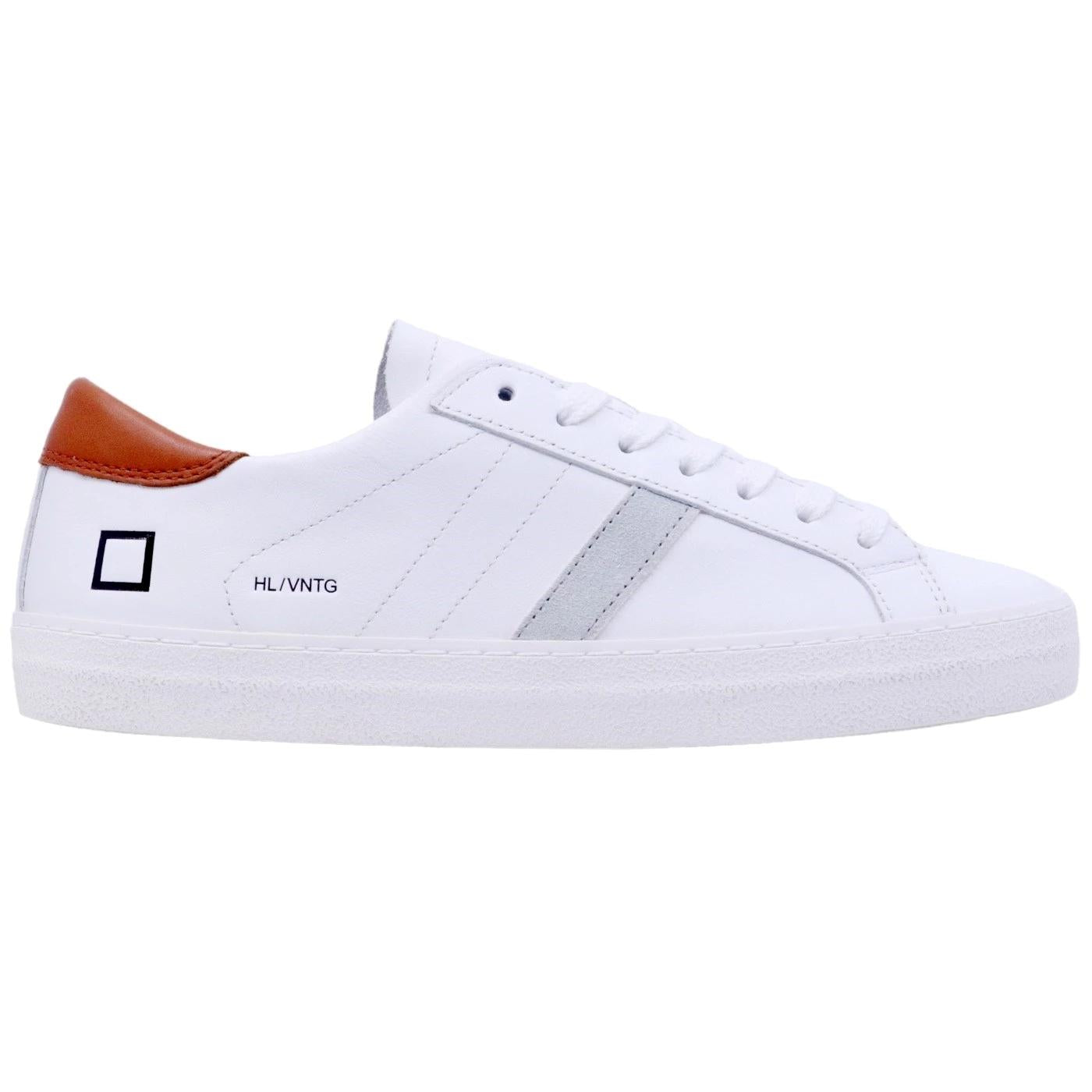 D.A.T.E. Hill Low Vintage Calf White Cuoio HL-VC-WI sneaker uomo in morbida pelle bianca 