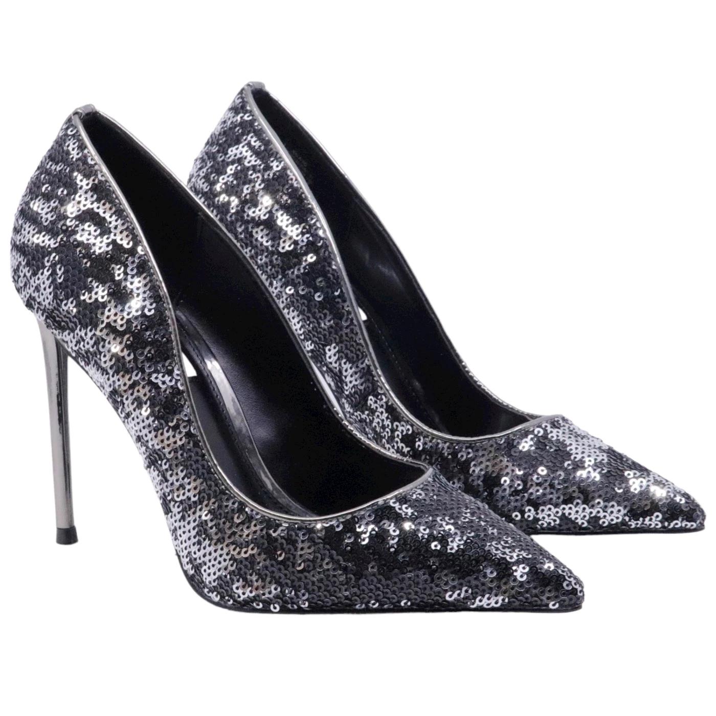 Steve Madden Vala décolleté donna con paillettes di colore nero e argento 