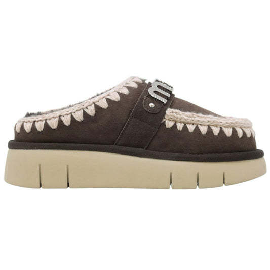 Mou Bounce clog metal logo sabot donna in montone mocha 