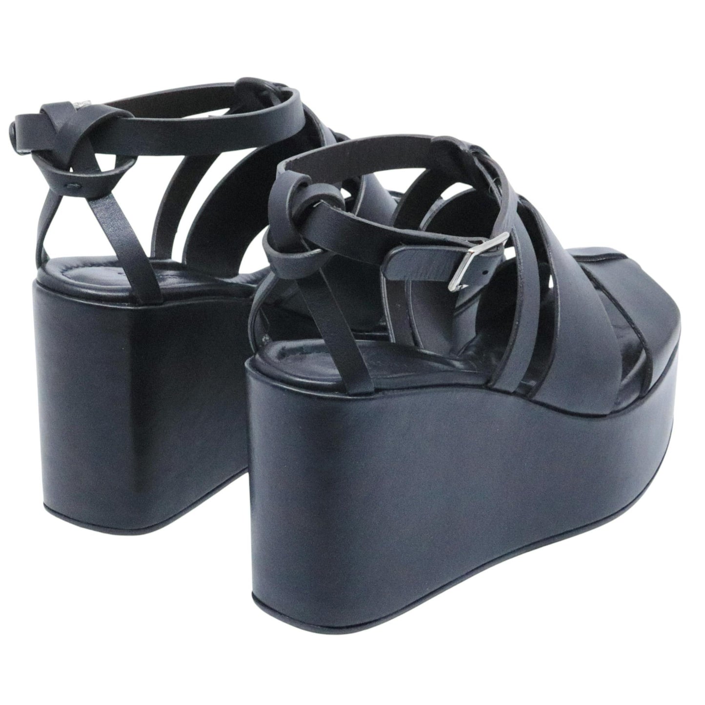 Sandalo zeppa Curiositè 2746 in pelle nera 