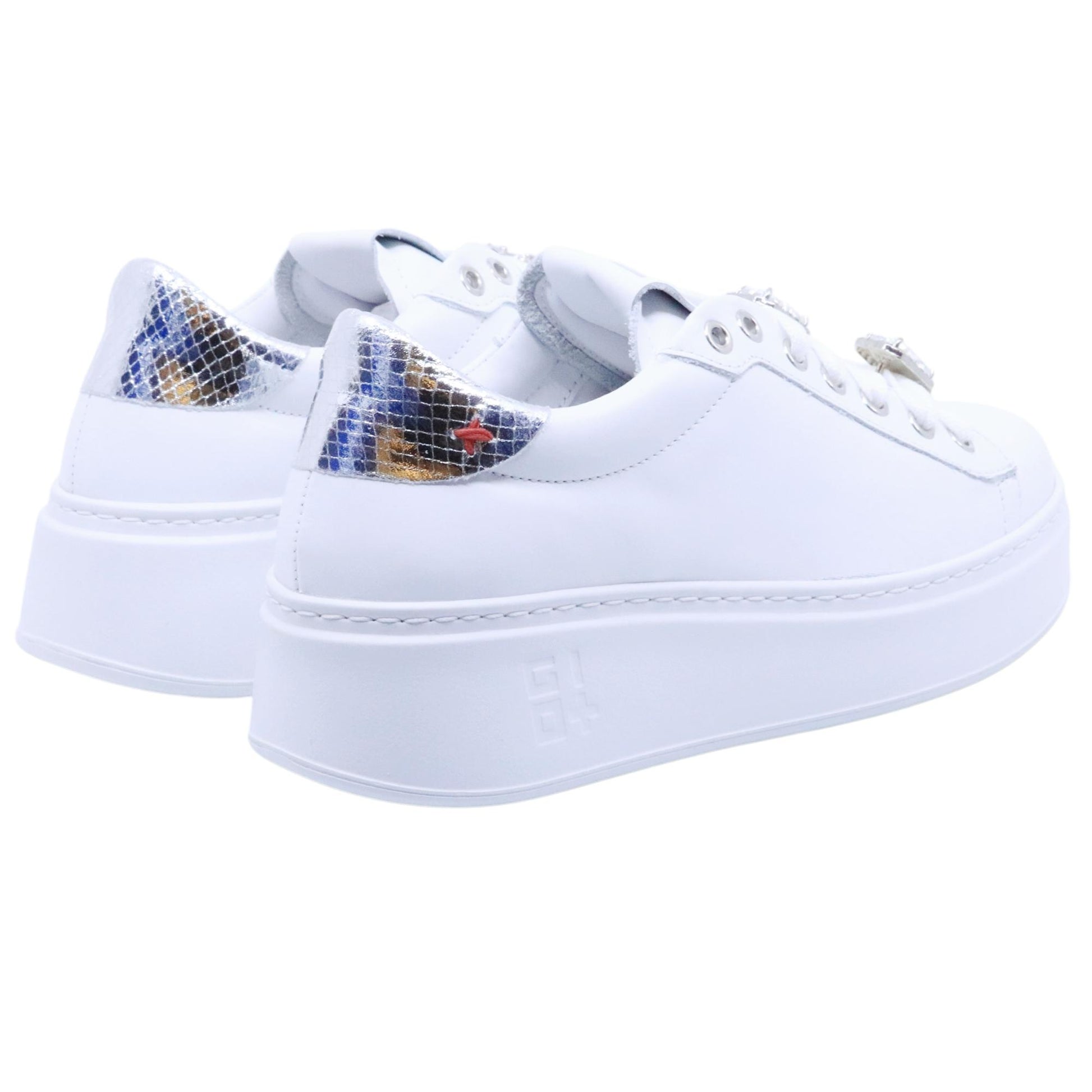 Sneaker donna Gio+ PIA266A in pelle bianca PIA266A-COMBRANDYWHITE/SILVER GIO+