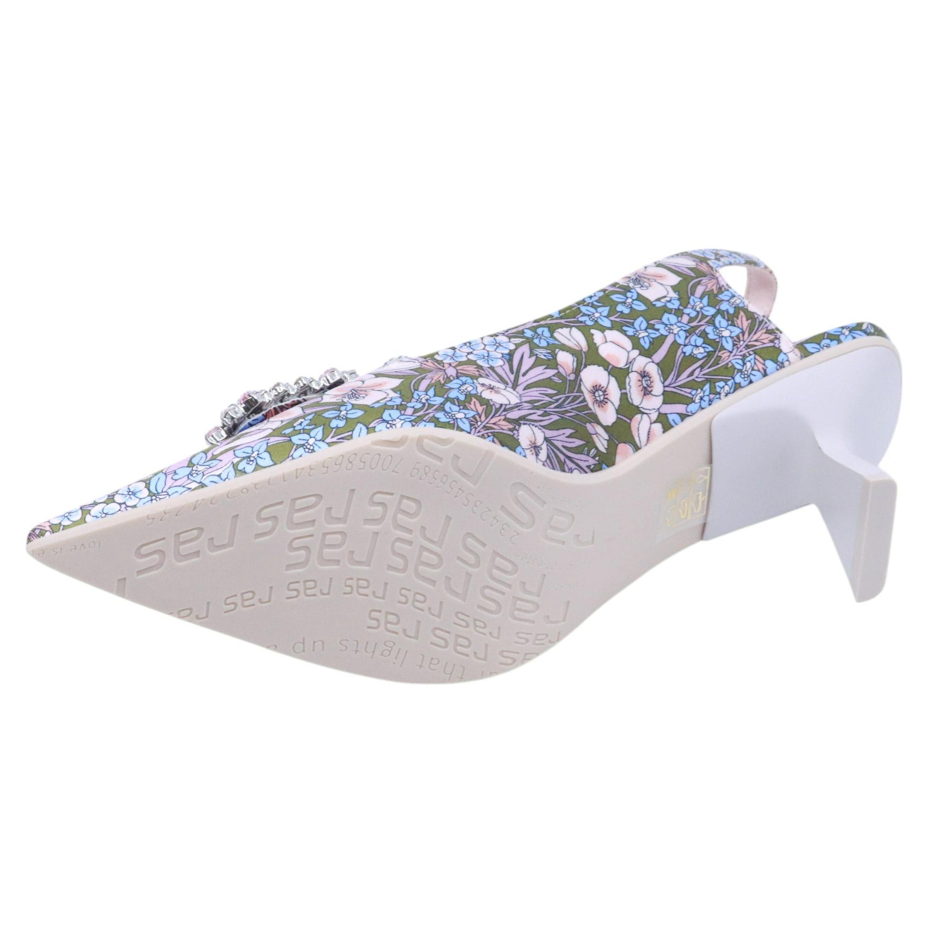 Ras 8043 slingback donna in tessuto a fantasia floreale multicolore 