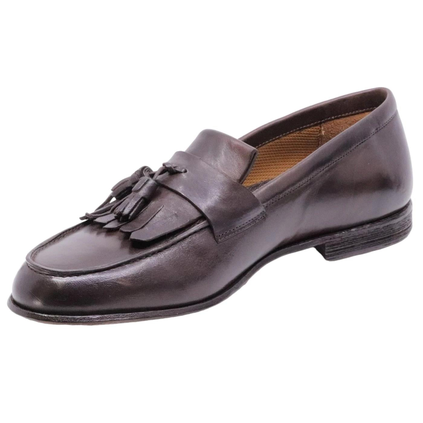 Mocassino uomo Crispiniano 02 in pelle nappata marrone 